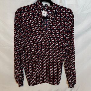 CAbi Black and Red Patterned Blouse